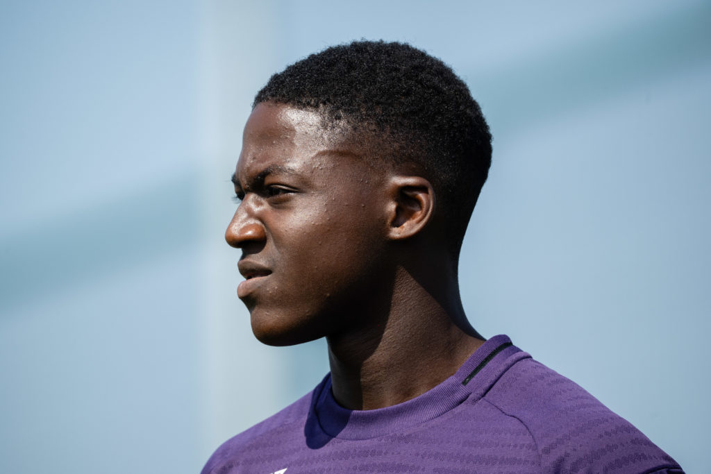 Kobbie Mainoo during Manchester United Training Session.
