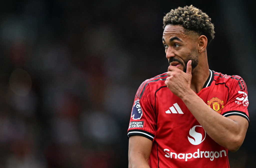 Matheus Cunha reacts during the Premier League match between Fulham and Manchester United at Craven Cottage in London in 2025.