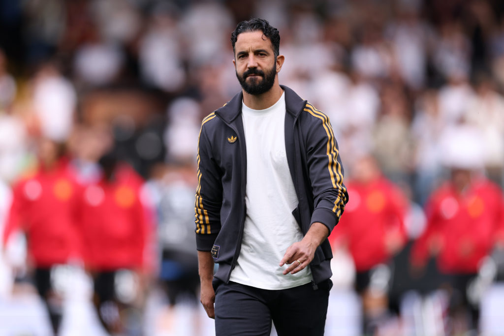 Ruben Amorim during the Premier League match between Fulham and Manchester United at Craven Cottage in 2025 in London, England.