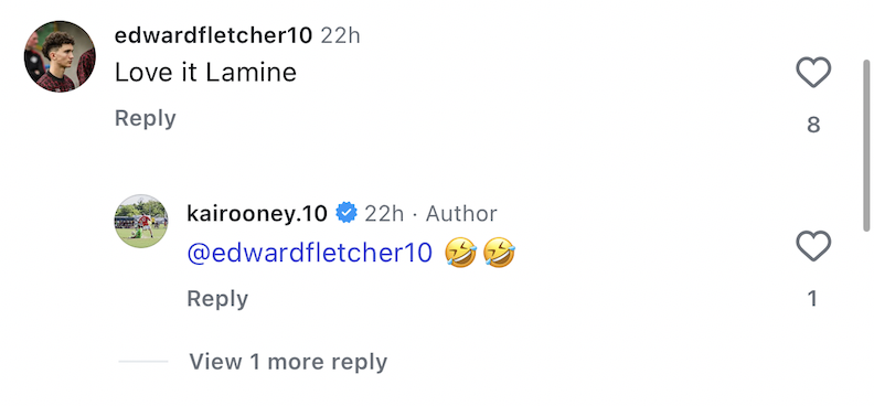 Edward Ibrovic-Fletcher Instagram message to Kai Rooney. Credit: @kairooney.10