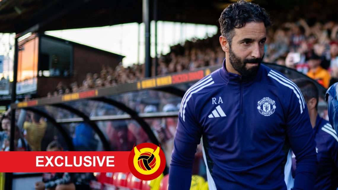 Ruben Amorim in Man Utd dugout, United in Focus exclusive label