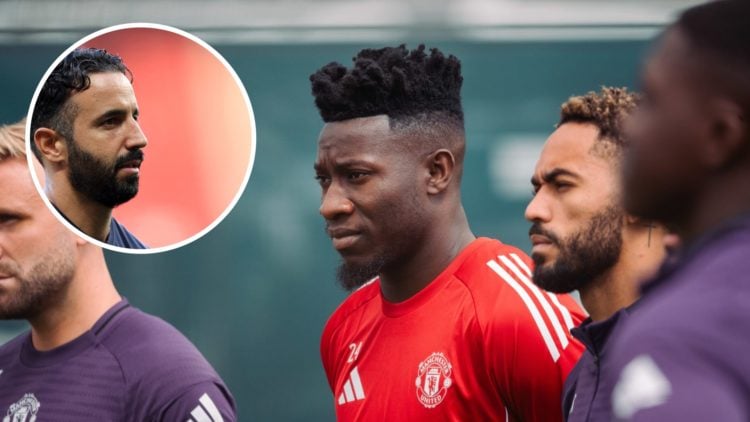Andre Onana split image with Ruben Amorim