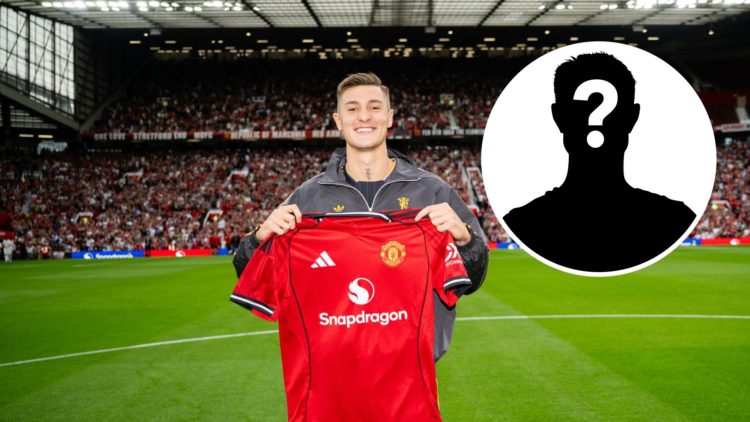 Benjamin Sesko split image with mystery player