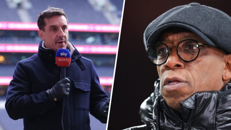 Gary Neville split image with Ian Wright