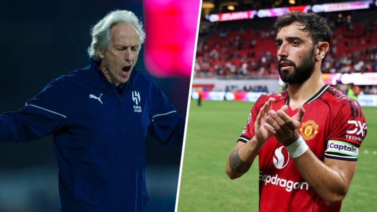 Jorge Jesus split image with Bruno Fernandes