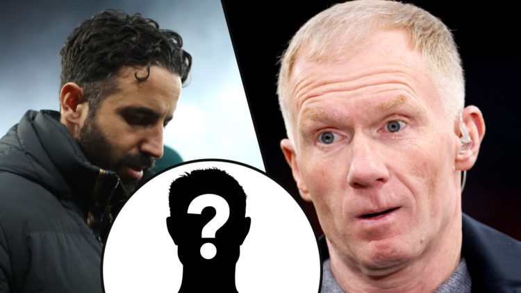 Manchester United legend and TNT Sports pundit Paul Scholes, inset a photo of Manchester United manager Ruben Amorim.