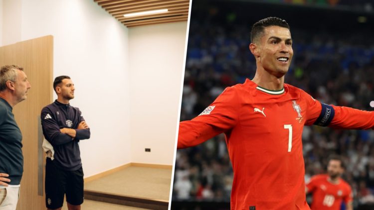 Diogo Dalot split image with Cristiano Ronaldo