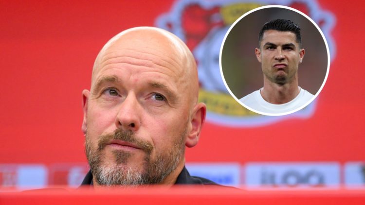 Erik ten Hag split image with Cristiano Ronaldo