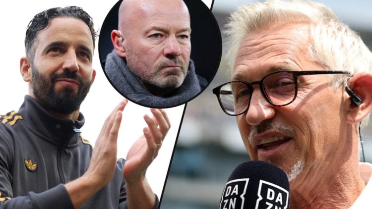 Gary Lineker ahead of the 2025 FIFA Club World Cup final, inset Manchester United manager Ruben Amorim, inset an overlay of Alan Shearer.