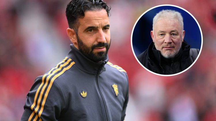 Manchester United head coach Ruben Amorim, inset of pundit Ally McCoist.