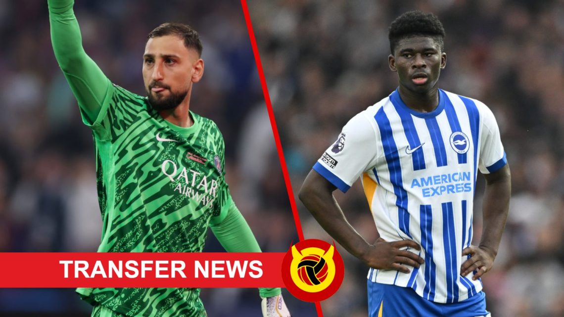 Donnarumma and Baleba, with Transfer News and UIF badge
