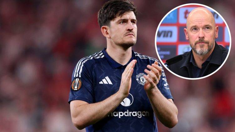 Harry Maguire split image with Erik ten Hag