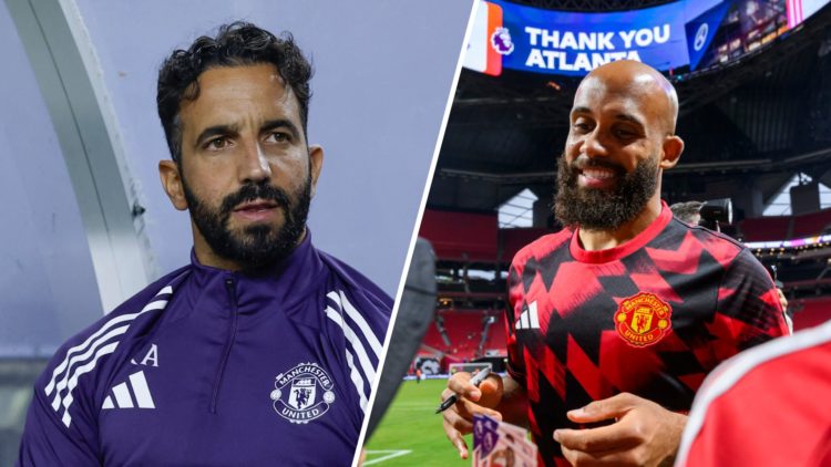 A split image of Manchester United boss Ruben Amorim (L) and Manchester United forward Bryan Mbeumo (R)