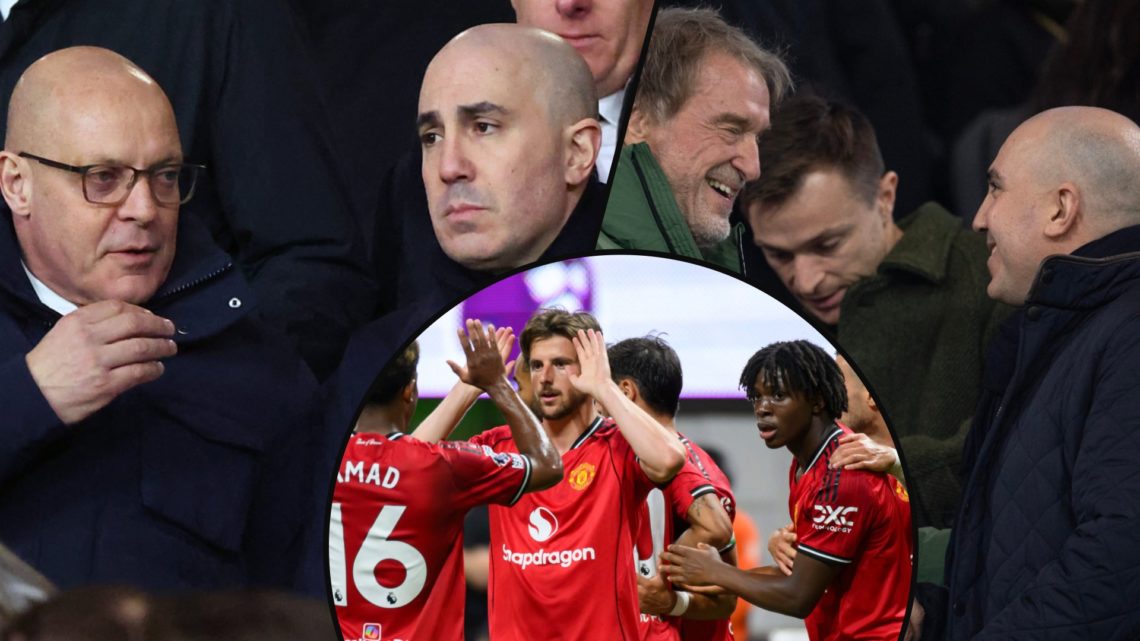 Dave Brailsford and Omar Berrada, inset Ineos chief Sir Jim Ratcliffe with the Manchester United CEO, inset an overlay of Manchester United players.