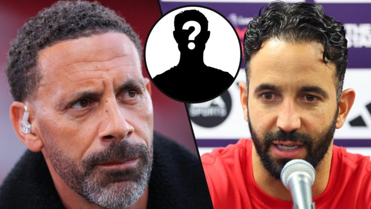 Former TNT Sports pundit Rio Ferdinand during a Europa League match, inset Manchester United manager Ruben Amorim.
