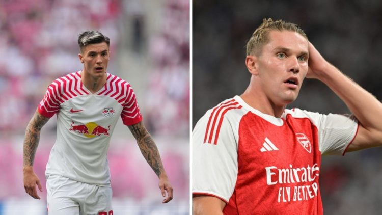 Split image of RB Leipzig forward Benjamin Sesko and Arsenal forward Viktor Gyokeres in pre-season.