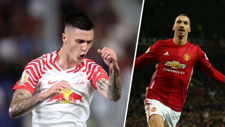 Benjamin Sesko split image with Zlatan Ibrahimovic