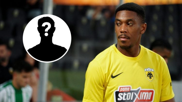 AEK striker Anthony Martial looks on. Inset, a mystery player icon