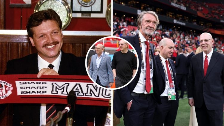 Manchester United former chairman Michael Knighton, Sir Jim Ratcliffe and the Glazer family.
