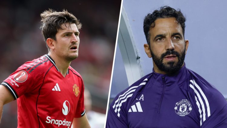 Harry Maguire split image with Ruben Amorim