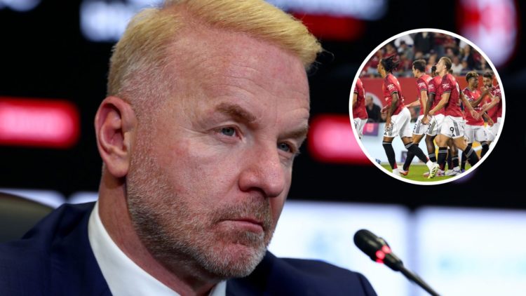 AC Milan sporting director Igli Tare, inset of Manchester United forward Rasmus Hojlund.