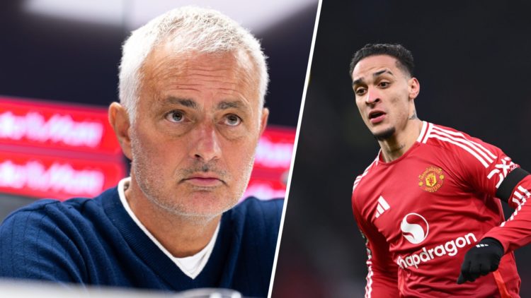 Jose Mourinho split image with Antony