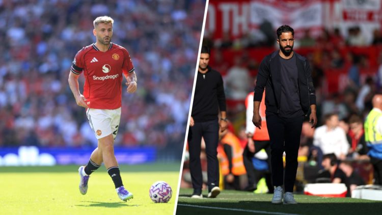 Luke Shaw split image with Ruben Amorim