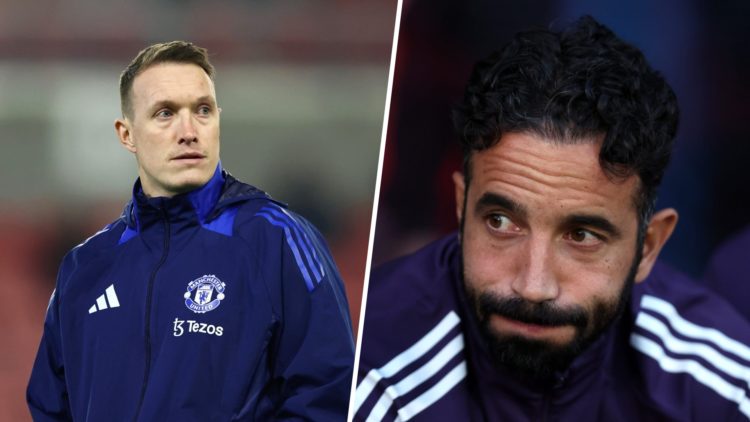Phil Jones split image with Ruben Amorim