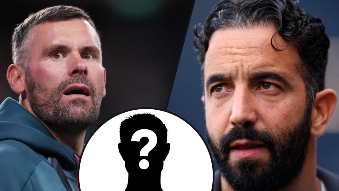 Ruben Amorim during the Premier League match between Fulham and Manchester United at Craven Cottage, inset pundit Ben Foster.