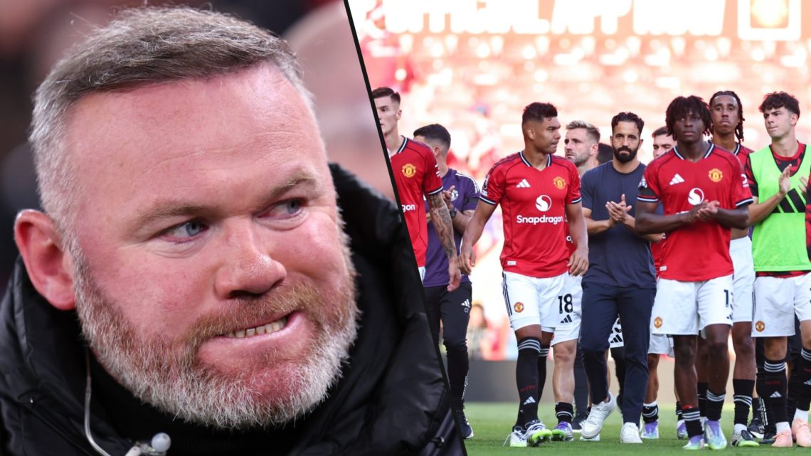 Manchester United and England legend Wayne Rooney, inset Ruben Amorim and his players after the Premier League defeat to Arsenal at Old Trafford.