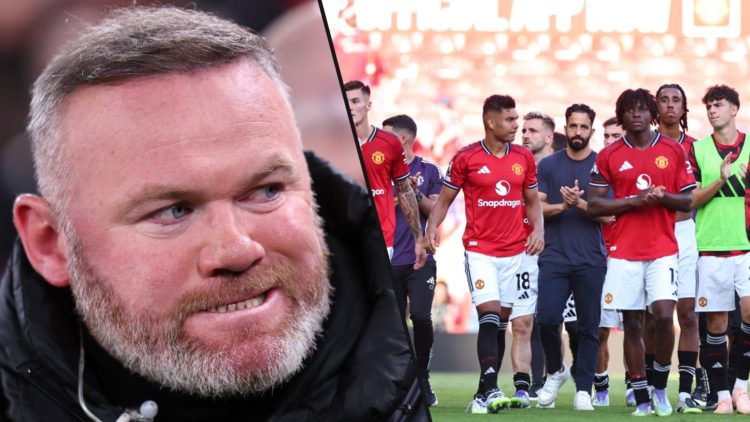 Manchester United and England legend Wayne Rooney, inset Ruben Amorim and his players after the Premier League defeat to Arsenal at Old Trafford.