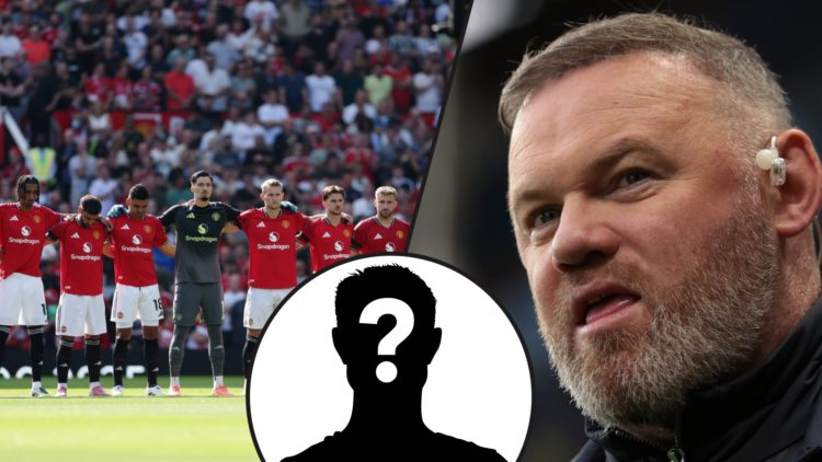 Premier League legend Wayne Rooney reacts on Amazon Prime Video, inset Manchester United players ahead of the Arsenal match at Old Trafford.