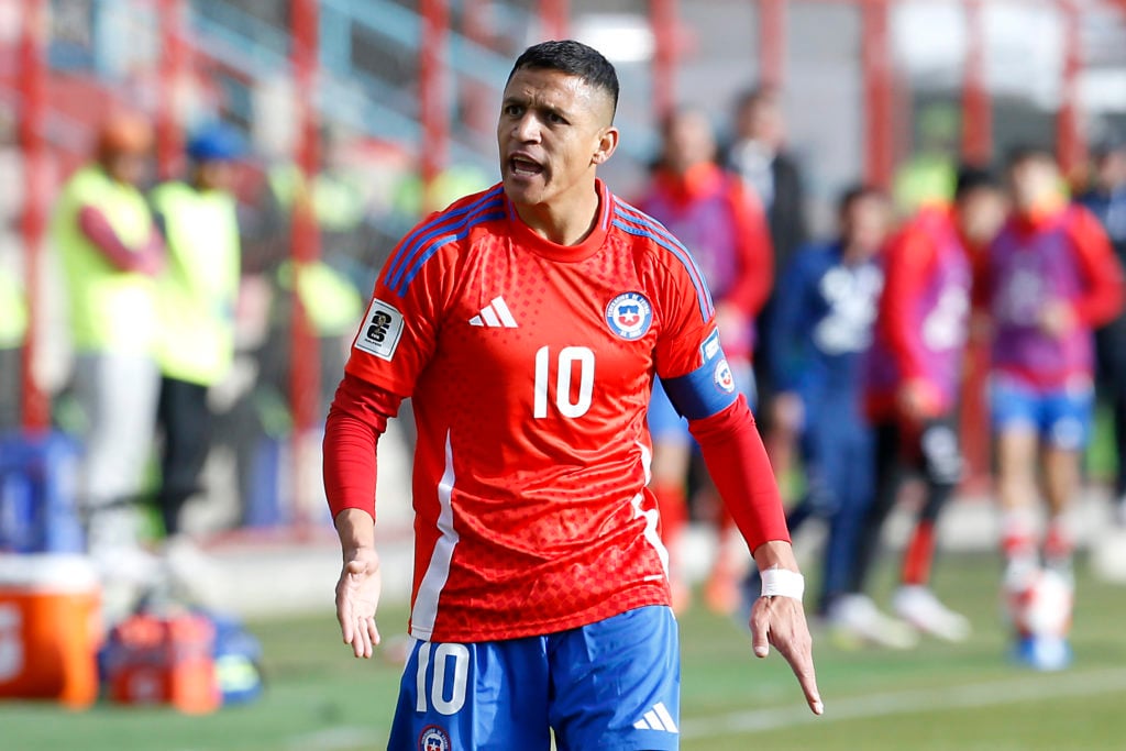 Alexis Sanchez of Chile reacts during the FIFA World Cup 2026 South American Qualifier match between Bolivia and Chile at Estadio Municipal de El Alto on June 10, 2025