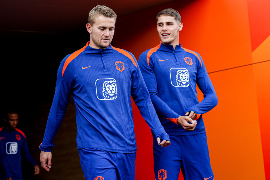 Matthijs de Ligt and Micky van de Ven in Netherlands tracksuits