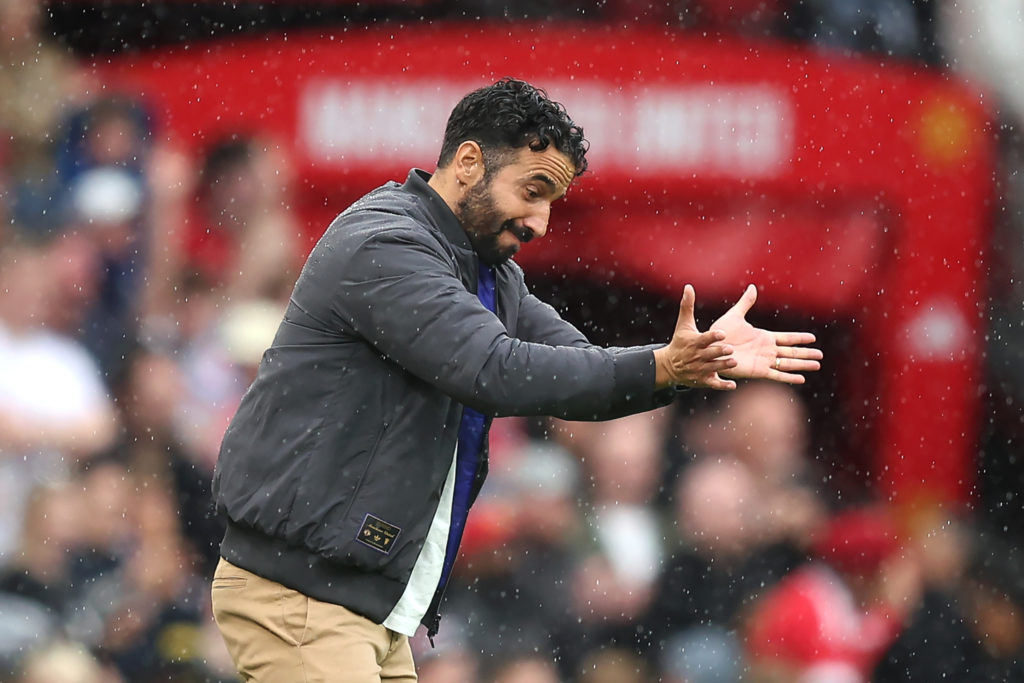 Ruben Amorim making gestures on the touchline