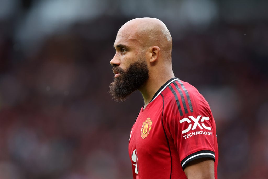 Former Brentford star Bryan Mbeumo looks on during the Premier League match between Manchester United and Burnley at Old Trafford in 2025 in Manchester, England.