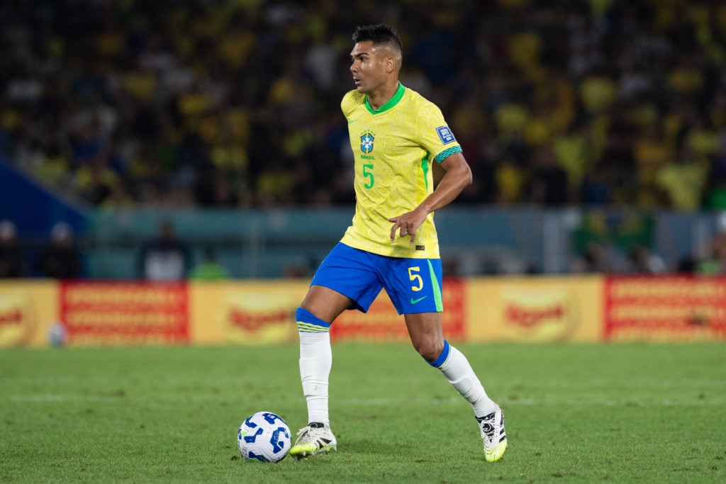 Casemiro dribbles the ball for Brazil