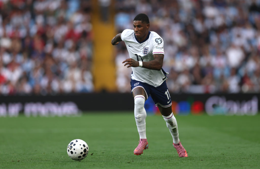 Marcus Rashford playing against Andorra.