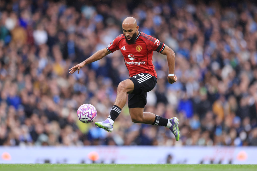 Bryan Mbeumo controls the ball for Manchester United