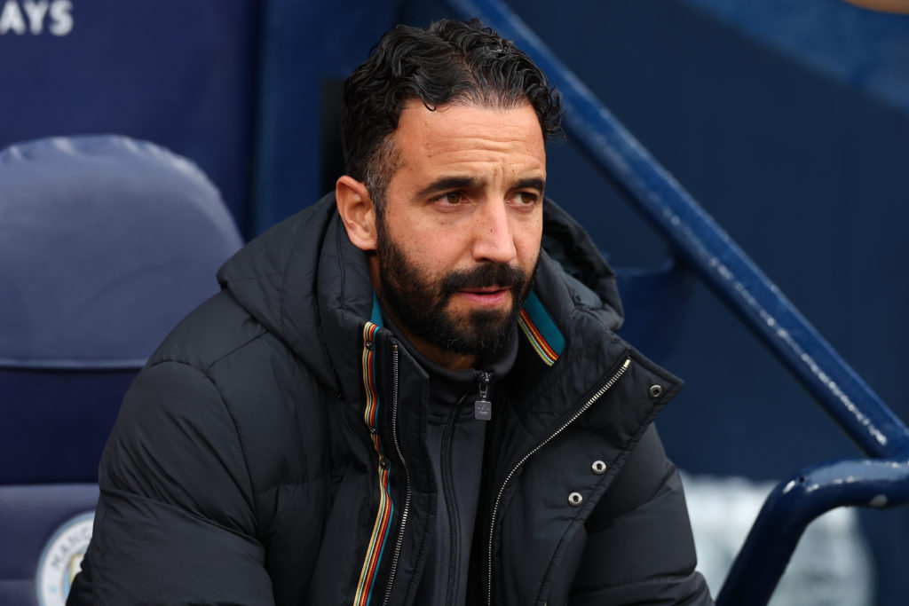 Manchester United manager Ruben Amorim during the Premier League match between Manchester City and Manchester United at the Etihad Stadium in 2025 in Manchester, England.
