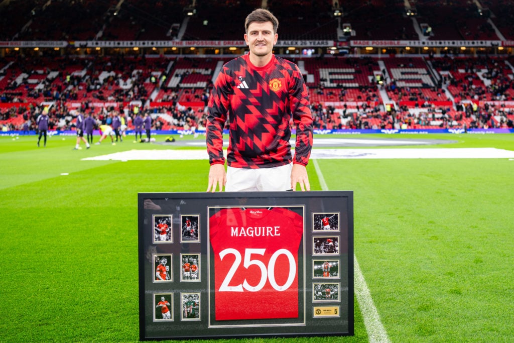 Harry Maguire presented with plaque for making 250th appearance