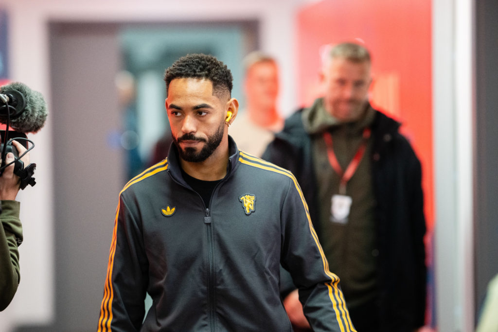 Manchester United forward Matheus Cunha arrives to face Brentford.