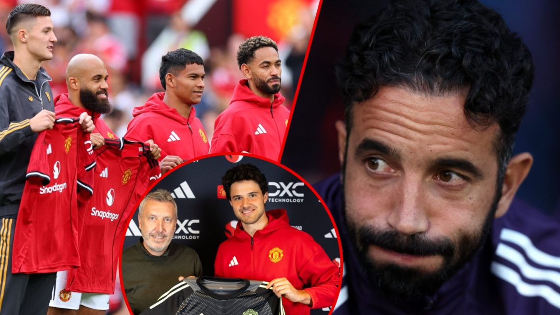 Manchester United signings Bryan Mbeumo, Benjamin Sesko, Diego Leon and Matheus Cunha, inset Senne Lammens, inset Ruben Amorim.
