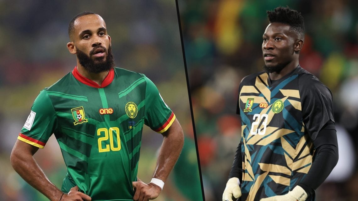 Bryan Mbeumo split image with Andre Onana - Cameroon