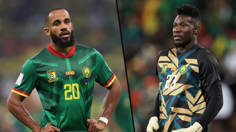 Bryan Mbeumo split image with Andre Onana - Cameroon
