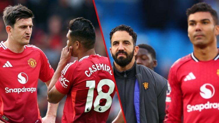 Harry Maguire and Casemiro during the Premier League match between Manchester United and Aston Villa at Old Trafford, inset Ruben Amorim.
