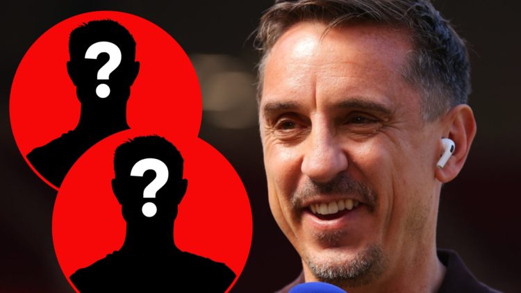 Sky Sports pundit Gary Neville presents to the camera ahead of the Premier League match between Manchester United and Arsenal at Old Trafford in 20...
