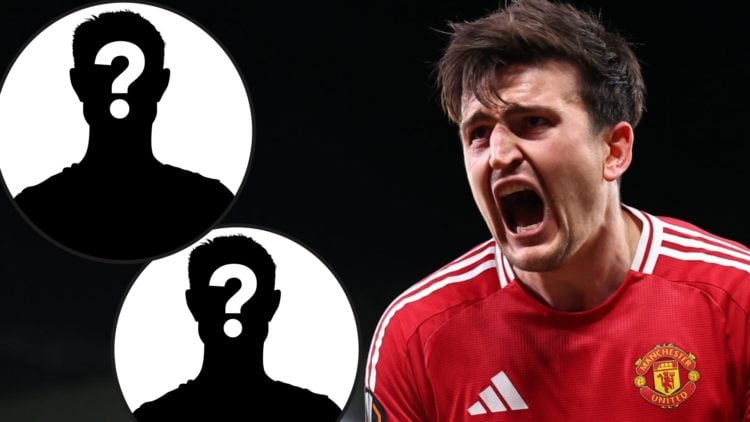 Manchester United and England defender Harry Maguire during the Europa League match between Manchester United and Lyon at Old Trafford in 2025 in M...