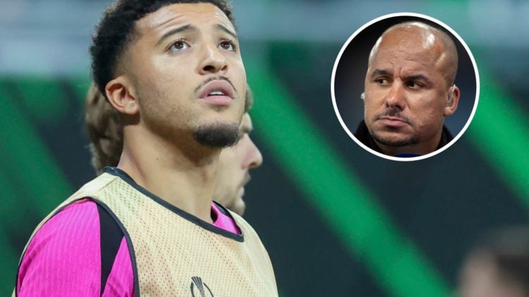 Manchester United loanee Jadon Sancho, inset of pundit Gabby Agbonlahor.