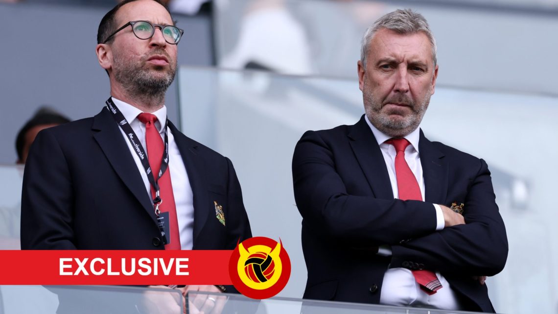 Jason Wilcox, Man Utd director of football looks from the stands, United in Focus exclusive label